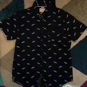 Denim and Flower Airplane Button up